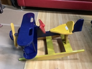 lot 195 image: Wooden Rocking Toy Airplane