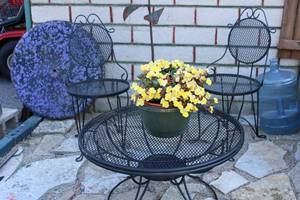 lot 27 image: Wrought Iron Chairs & Table