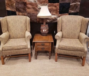 lot 87 image: Pair of Custom Upholstered Occasional Chairs