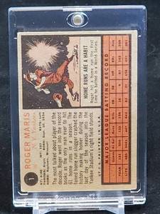 1962 Topps Baseball Roger Maris Card #1