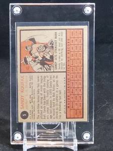 1962 Topps Baseball Sandy Koufax Card #5