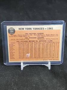 1962 Topps Baseball New York Yankee Team Card #251