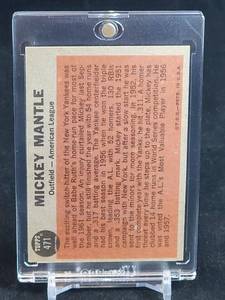 1962 Topps Baseball Mickey Mantle Card #471