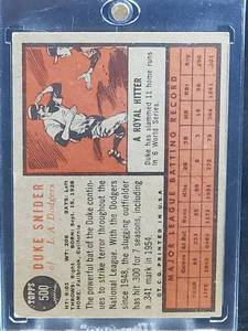 1962 Topps Baseball Duke Snider Card #500