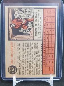 1962 Topps Baseball Tim McCarver Card #167