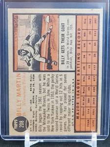 1962 Topps Baseball Billy Martin Card #208
