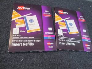 lot 169 image: 2 Avery 8522 Name Badge Insert Refi...