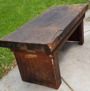 lot 127 image: Industrial Old Butcher Block Table