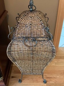 Large Ornate Footed Basket with Lid