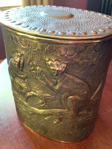 Cute Silver Tone Covered Tin- Monkey Motif