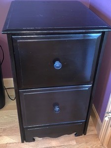Painted Black Wood Two-Drawer File Cabinet