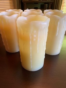 Lot of Seven Battery Operated Candles with Drip Look