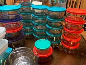 Lot of Glass Food Storage Containers