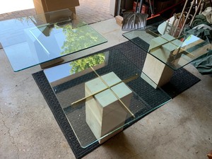 Contemporary Style Glass Top Accent Tables