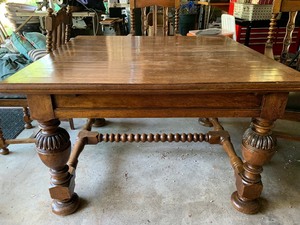 Antique Dining Room Table with Six Chairs