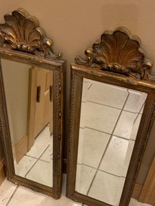 Pair of Decorative Wall Mirrors (gold) and Picture Frame
