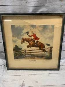 lot 26 image: Antique Hunter First over the bar Artwork 21 x 21