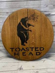 lot 43 image: Toasted Head Vintage Wine Barrel Tabletop 21 12 Diameter