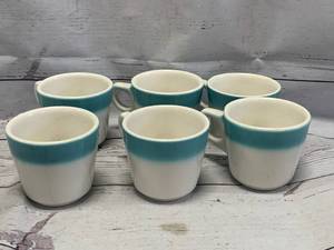 lot 70 image: Lot of 6 Vintage Buffalo China Rare Blue Band Mugs ($14 each on ebay)
