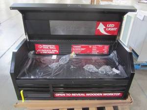 lot 206 image: Husky Industrial 52 in. W x 21.5 in. D 6-Drawer Tool Chest with Pull-out Work Surface and LED Light in Matte Black H52CH6HDV3