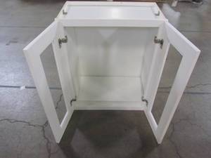 lot 215 image: Lifeart Cabinetry Shaker Assembled 24x30x12 in. Wall Mullion-Door Cabinet with 2 Doors 2 Shelves in White ALW-WMD2430