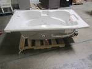 lot 102 image: Aquatic Laguna 60 in. Acrylic Reversible Drain Rectangle Drop-In Whirlpool Bathtub in White 635984021927