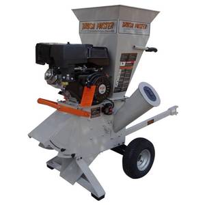 lot 17 image: Brush Master 5 in. x 3.5 in. 15 HP Gas Powered Commercial Duty 420cc Chromium Feed 120 Volt Electric Start Wood Chipper-Shredder, CH9M19 - BRAND NEW - UNCLAIMED ITEM