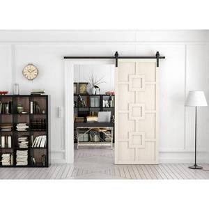 lot 600 image: Verycustom 42 in. x 84 in. Mod Squad Parchment Wood Sliding Barn Door Slab, RWMS42SSB1 - TRACK NOT INCLUDED
