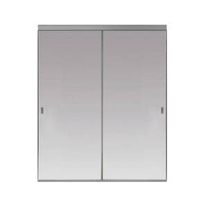 lot 603 image: Impact Plus 48 in. x 80 in. Beveled Edge Backed Mirror Aluminum Frame Interior Closet Sliding Door with Chrome Trim, BMS4068