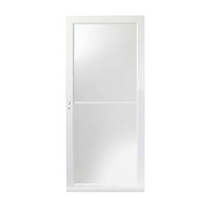 lot 604 image: Andersen 36 in. x 80 in. 3000 Series White Left-Hand Self-Storing Easy Install Aluminum Storm Door.