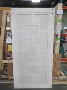 lot 601 image: Verycustom 42 in. x 84 in. Mod Squad Parchment Wood Sliding Barn Door Slab, RWMS42SSB1 - TRACK NOT INCLUDED