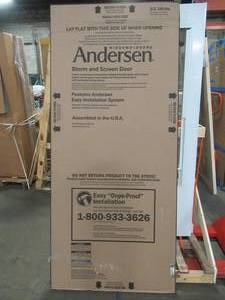 lot 606 image: Custom Ordered 36 x 80 Storm Door by Andersen in Almond, Right Handed.