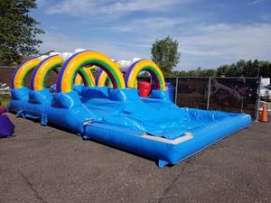 lot 62 image: 18 x 33 2 Lane Rainbow Slip and Slide With Pool