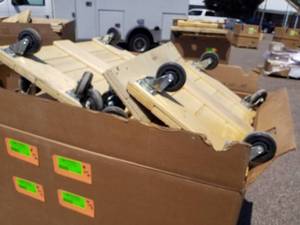 lot 144 image: Lot of (Approximately 7) Heavy Duty Wood Furniture Dolly