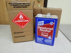 lot 763 image: Lot of (3) Cases of Klean Strip Denatured Alcohol Clean Burning Fuel 1-Gallon Can