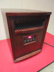lot 422 image: ELECTRIC INFRARED FIREPLACESPACE HEATER, ON WHEELS