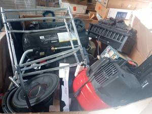 3 gaylords of returns and tested bad.  Power tools, electronics, small apliances  3 pallets