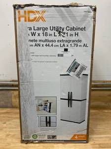 lot 27 image: HDX 35 in. W 4 Shelf Plastic Multi-Purpose Cabinet in Gray