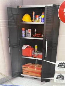 lot 28 image: KETER 74 in. H x 34.65 in. W x 17.7 in. D Wide XL Freestanding Plastic Utility Cabinet in Black