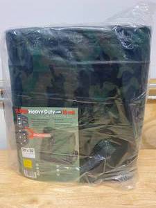 lot 68 image: TAFCO PRODUCTS 20 ft. x 30 ft. Super Corner Heavy-Duty CAMO Reversible Poly 10 mil Tarp Kit Includes 4-Free Bungee Hook Tie Downs