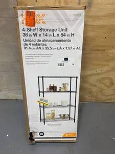 lot 76 image: HDX 4-Tier Wire Garage Storage Shelving Unit in Black (36 in. W x 54 in. H x 14 in. D)