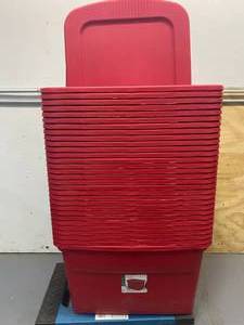 lot 77 image: STERILITE Lot of 30, 30 gal. Storage Tote with covers