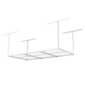 lot 72 image: FLEXIMOUNTS 8 ft. x 3 ft. Heavy-Duty Overhead Garage Adjustable Ceiling Storage Rack in White