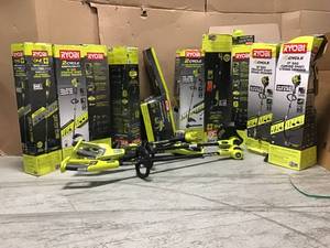 lot 10 image: PALLET WITH RYOBI 18V STRING TRIMMERS SEE PICS