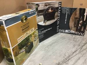 lot 16 image: PALLET WITH HAMPTON BAY FIRE PLACES DIFFERENT DESIGNS SEE PICS