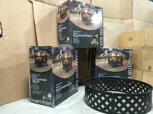 lot 6 image: 3 HAMPTON BAY Hover Image to Zoom Piedmont 30 in. Steel Fire Pit in Black with Poker