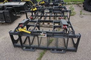 lot 15 image: Brand New Universal Mount Bobcat Skid Loader Skid Steer 68 Root Grapple Bucket