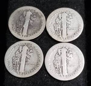 4 EARLY DATE MERCURY DIMES 1916 1917 1918 1920