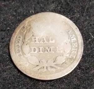 1853 SEATED LIBERTY HALF DIME slightly bent