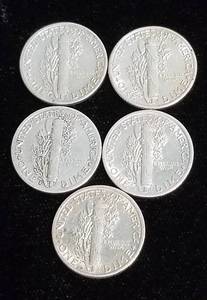 5 AU OR BETTER MERCURY DIMES AS PICTURED